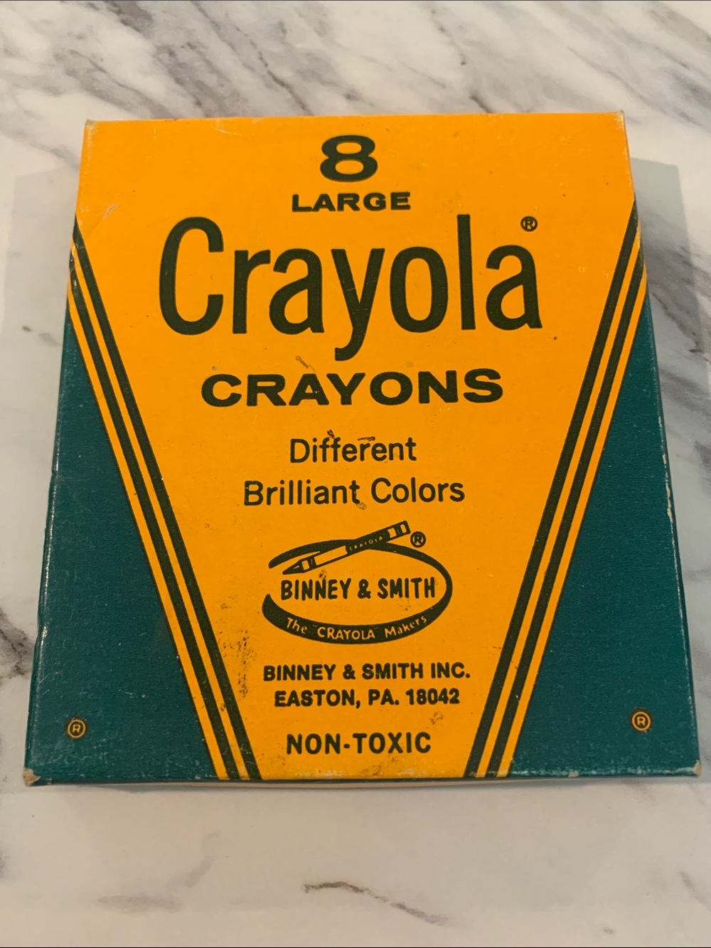 Vintage Crayola Yellow and Teal Retro Crayon Box